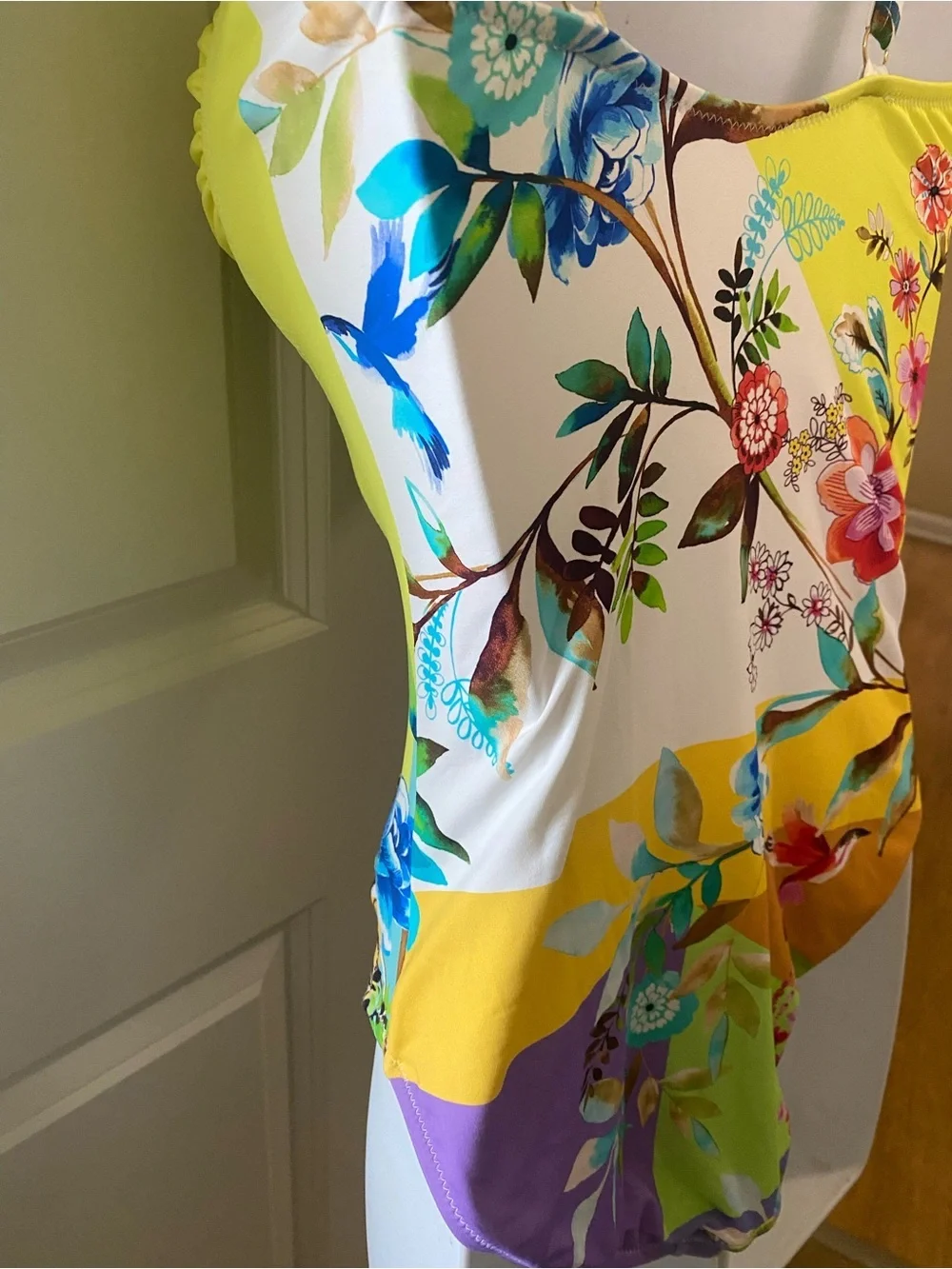 Johnny Was Yellow Floral One-Piece Swimsuit